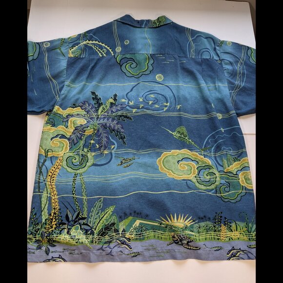 rare Tommy Bahama Mens Underwater Hawaiian Mermaid Pinup Silk Shirt Size XL - Picture 7 of 12